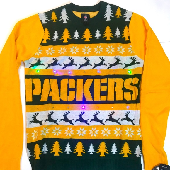 NFL Light ‘Em Up Sweaters - 🏈 Light-Up Green Bay Packers NFL Holiday Sweater
